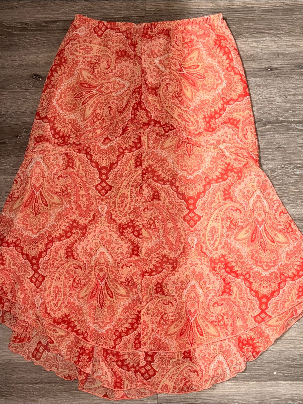 Women's Red Paisley Flared Skirt